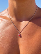RED GEMSTONE CHAIN | Zilver