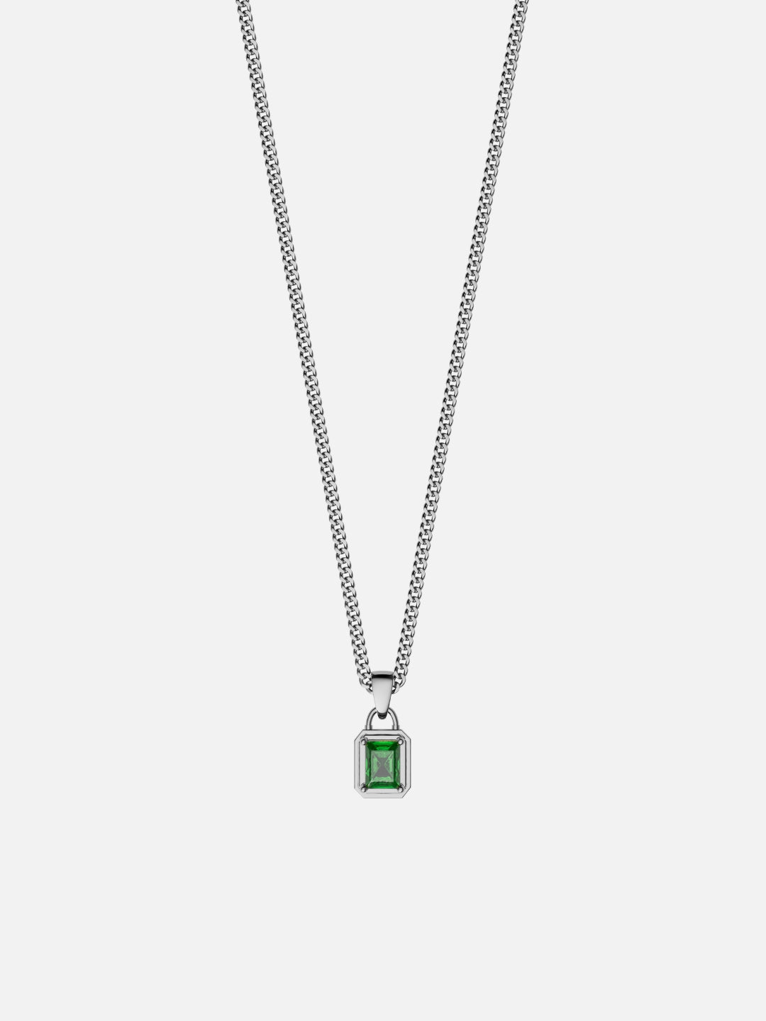 GREEN GEMSTONE CHAIN | Zilver