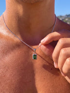 GREEN GEMSTONE CHAIN | Zilver