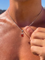 RED GEMSTONE CHAIN | Zilver