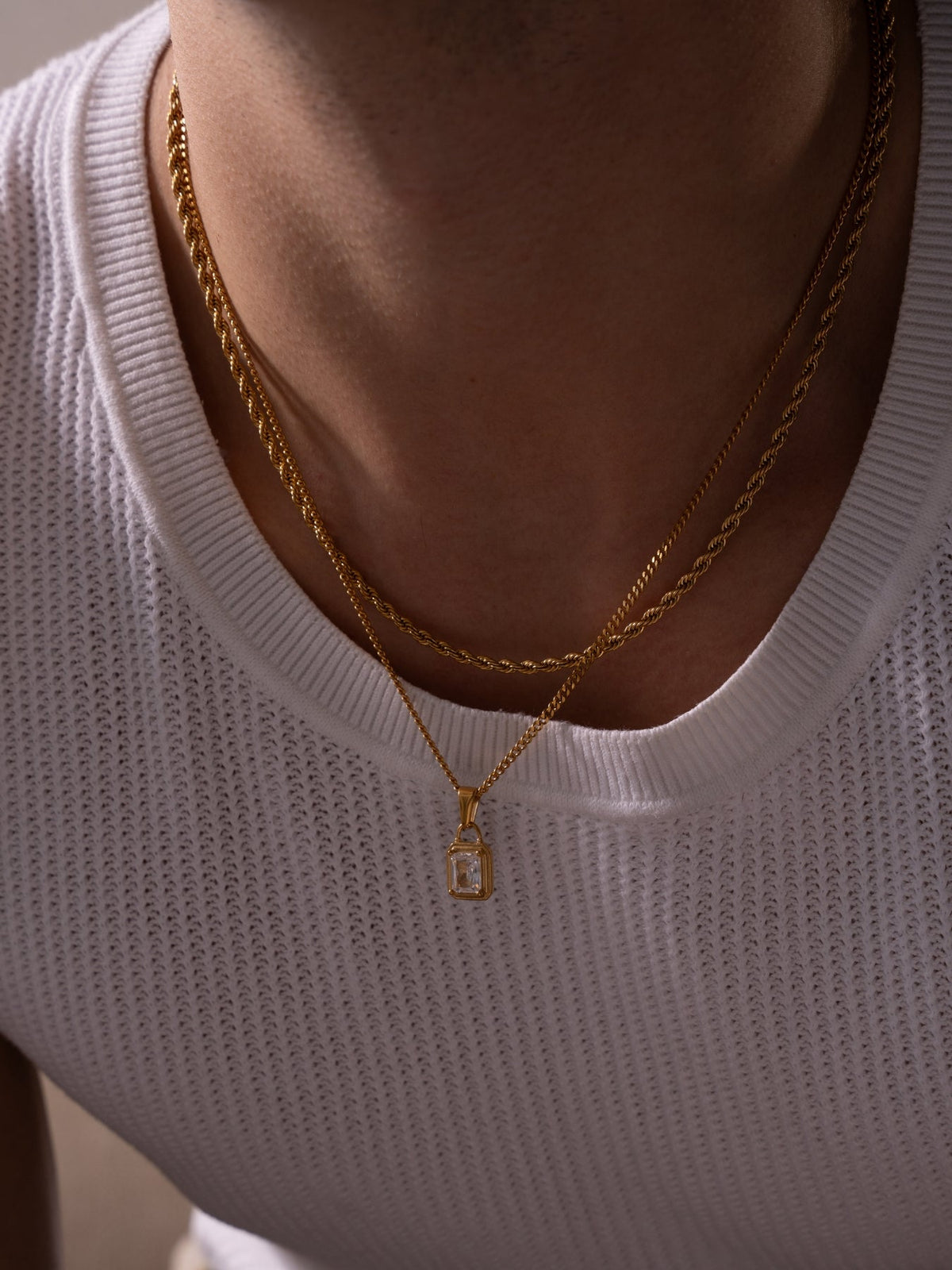 WHITE GEMSTONE CHAIN | 18K Goud
