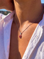 RED GEMSTONE CHAIN | Zilver