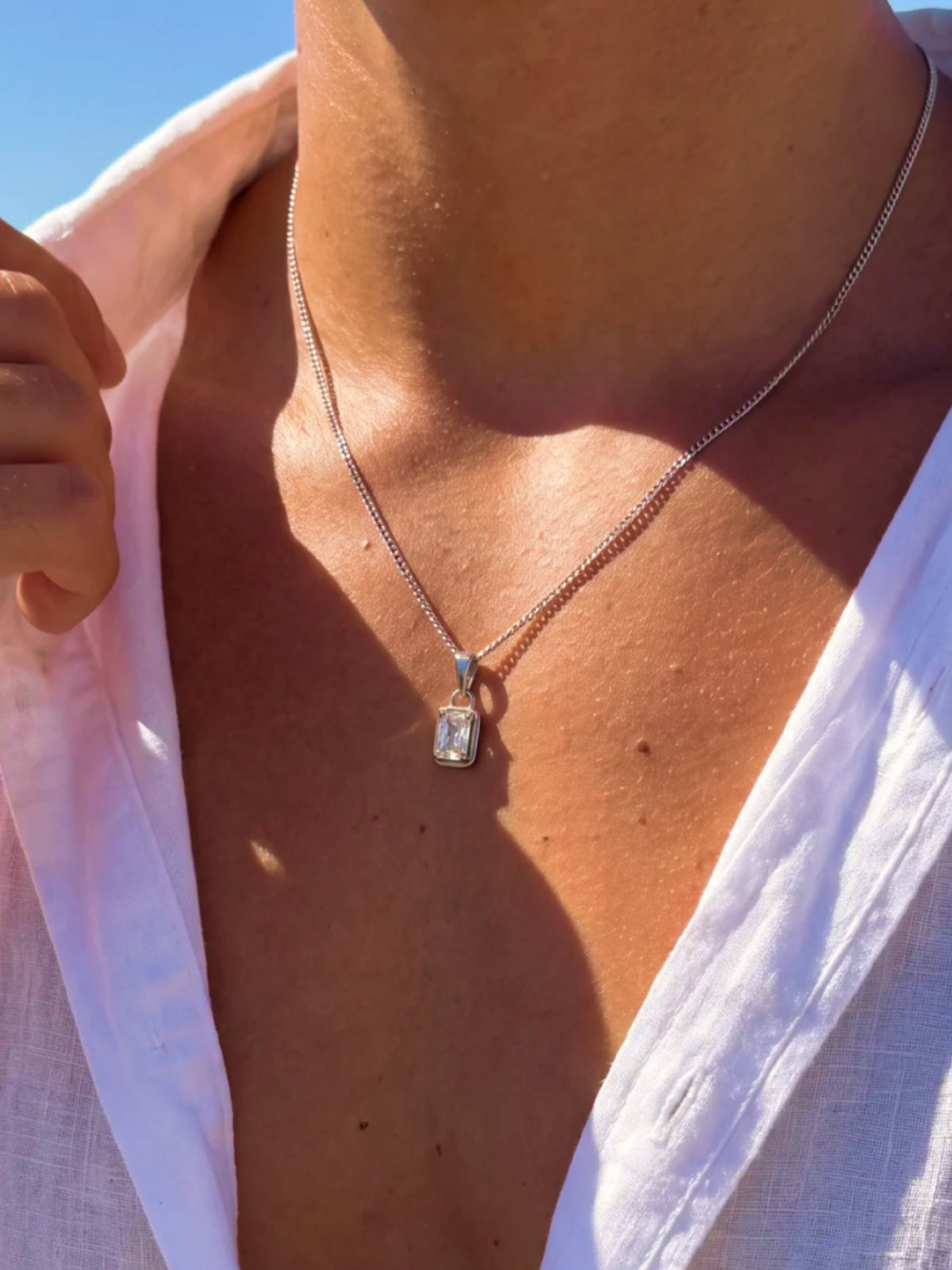 WHITE GEMSTONE CHAIN | Zilver