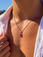 RED GEMSTONE CHAIN | Zilver