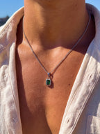GREEN GEMSTONE CHAIN | Zilver