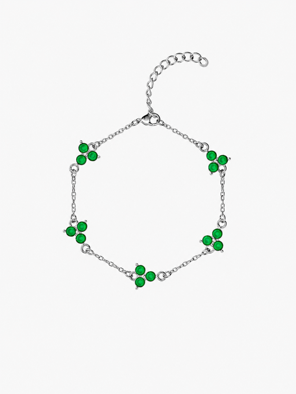 GREEN CLOVER BRACELET | Silver