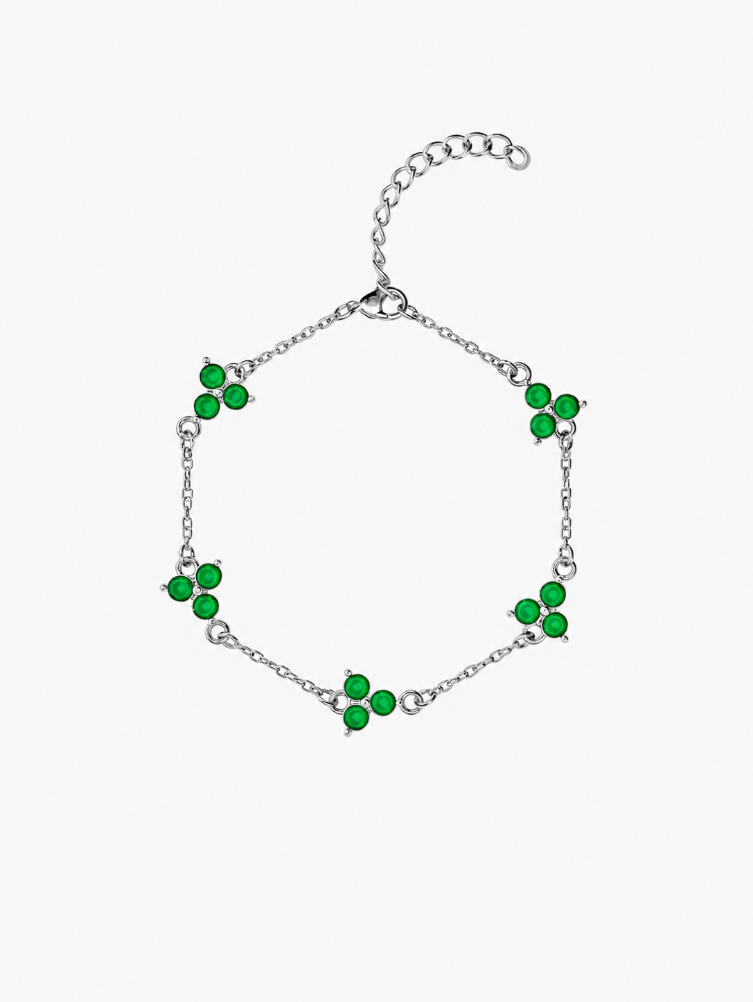 GREEN CLOVER BRACELET | Silver